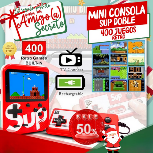 MINI CONSOLA CON 400 VIDEOJUEGOS PARA 2 JUGADORES