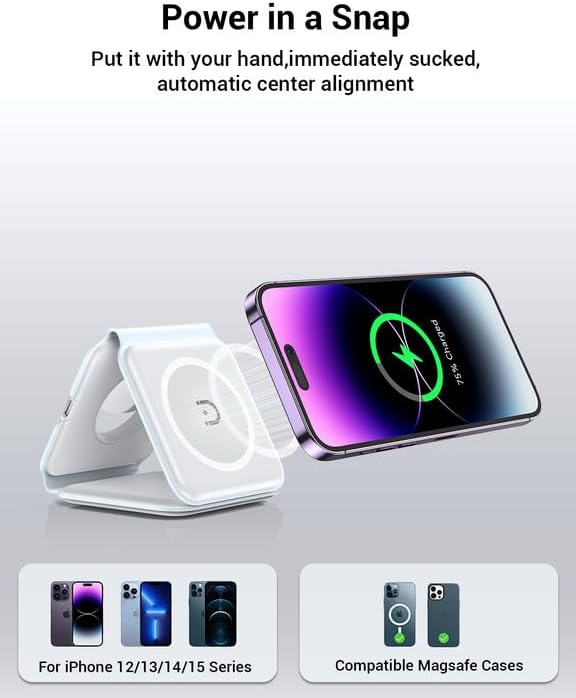 Cargador inalámbrico, magnético plegable 3 en 1