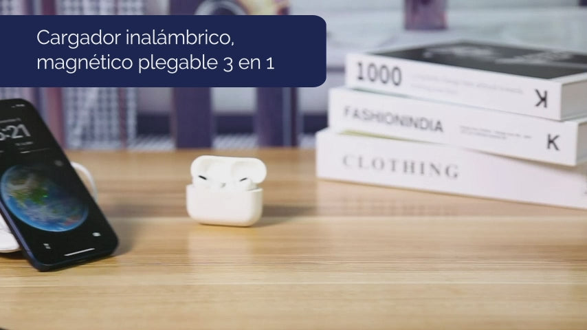 Cargador inalámbrico, magnético plegable 3 en 1
