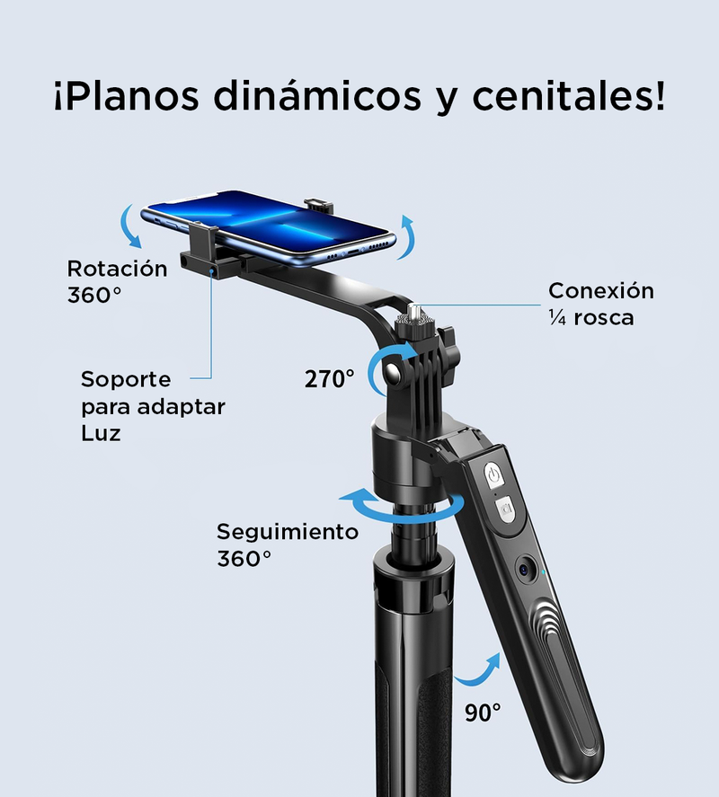 Trípode con seguimiento facial automático 🤖 IA + Giro 360°