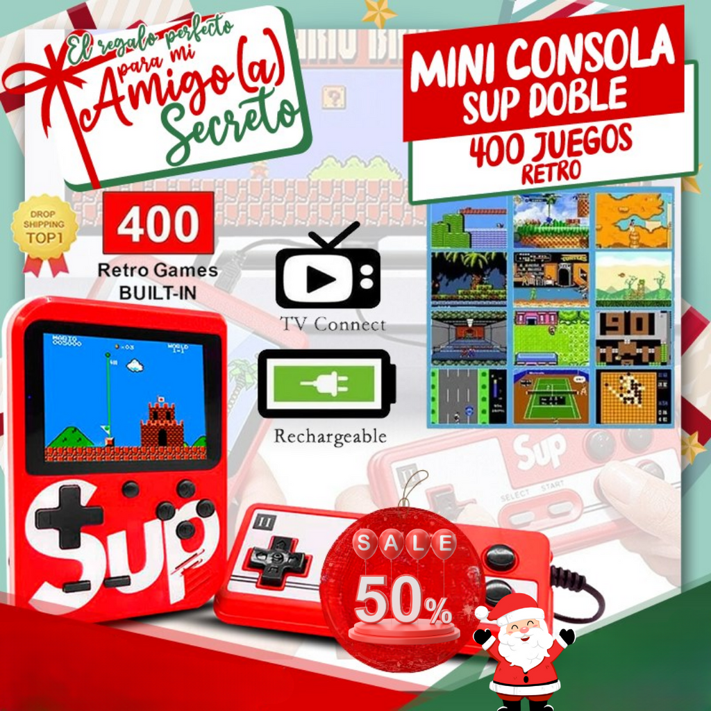 MINI CONSOLA CON 400 VIDEOJUEGOS PARA 2 JUGADORES