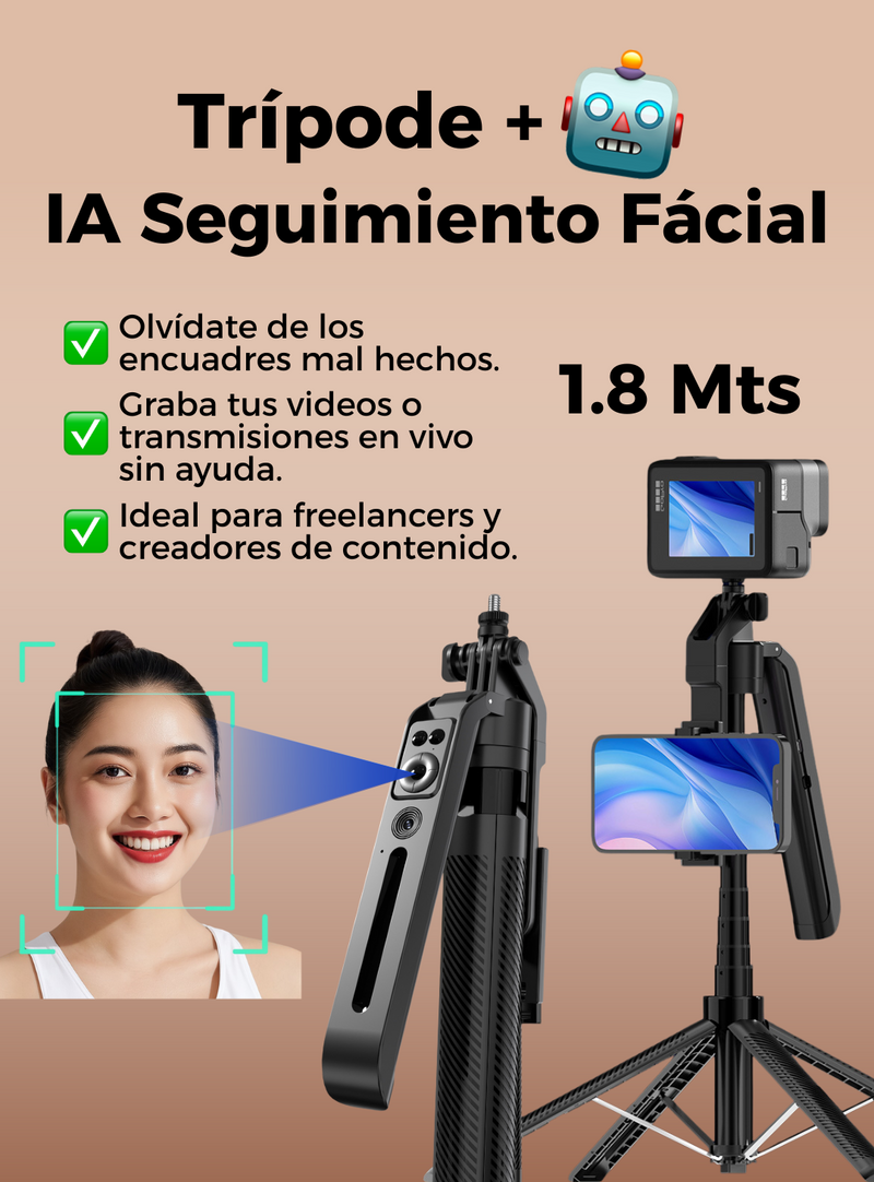 Trípode con seguimiento facial automático 🤖 IA + Giro 360°