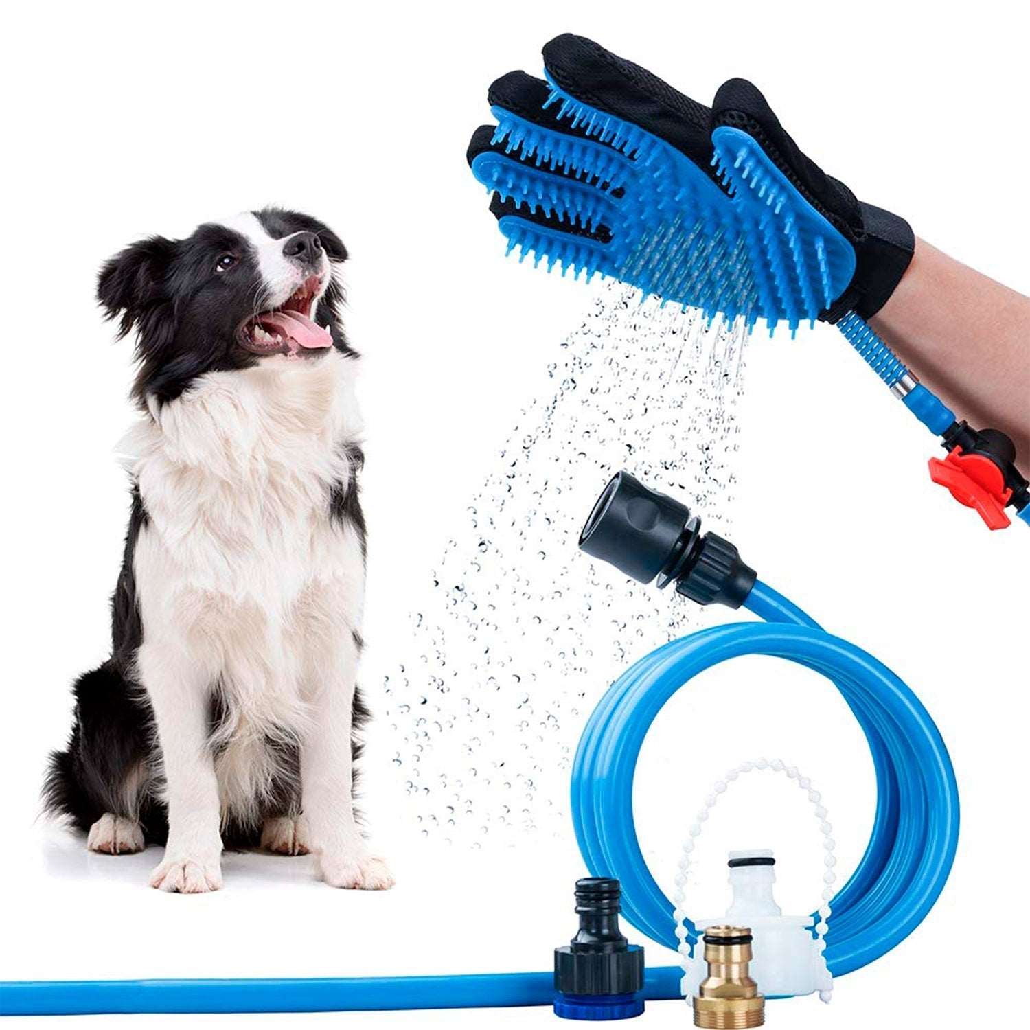 Guante de Baño con ducha para Mascotas con Manguera - technopromos