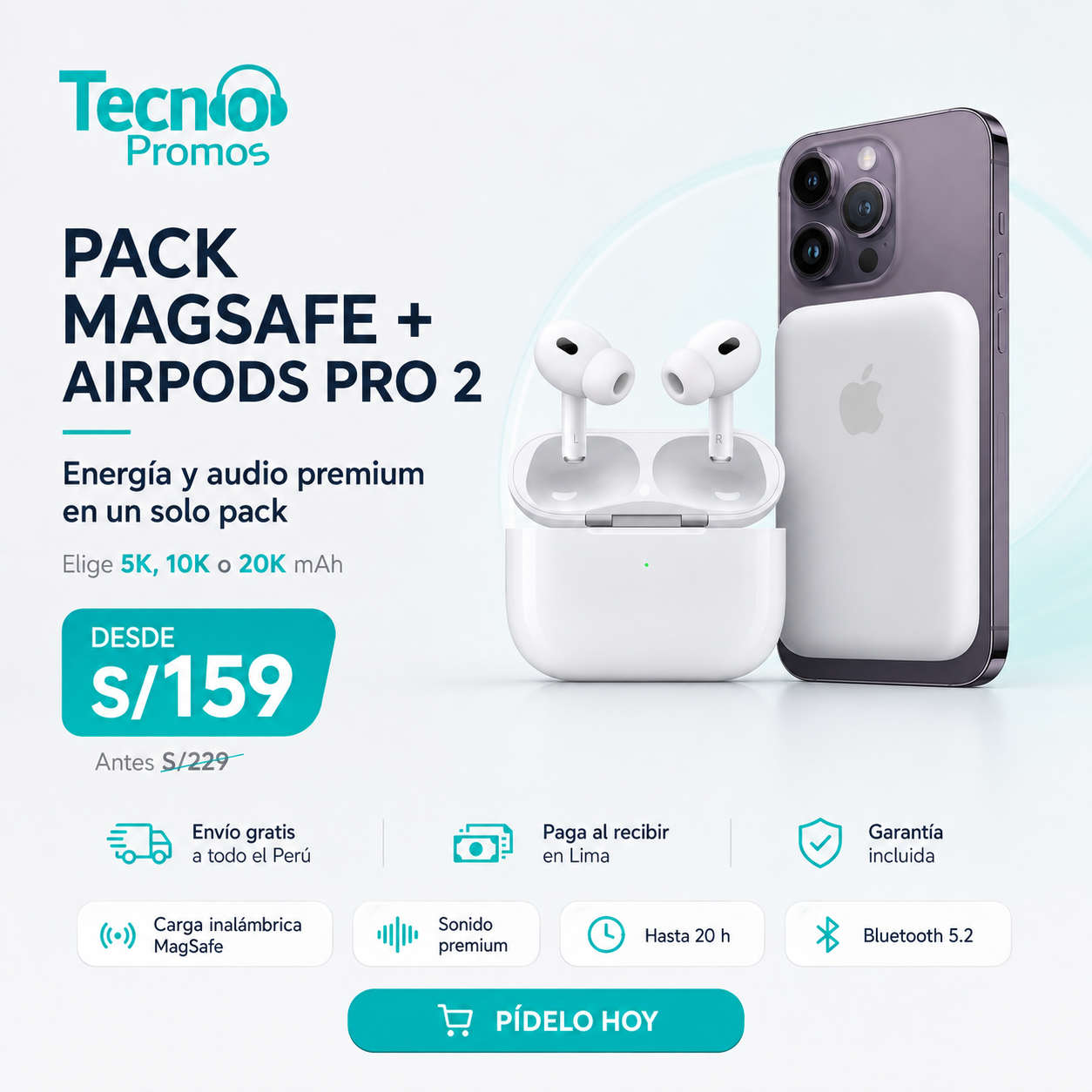 🔥 Pack MagSafe + AirPods Pro 2da Gen | Elige 5K, 10K o 20K mAh — foto 1